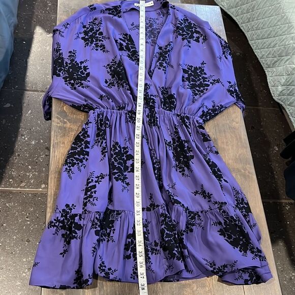 ZARA PURPLE SHORT FLORAL PRINT LOOSE-FITTING PLEATED DETAIL DRESS Sz-Med - Picture 14 of 15